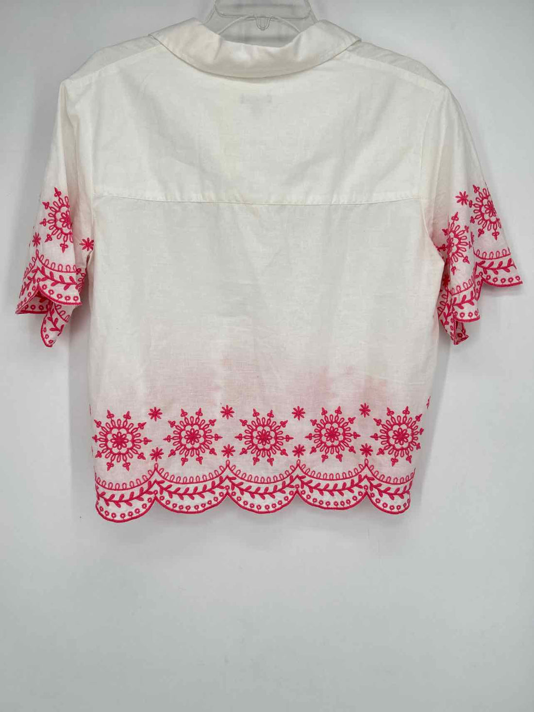 Talbots Size M White Embroidered Short Sleeve