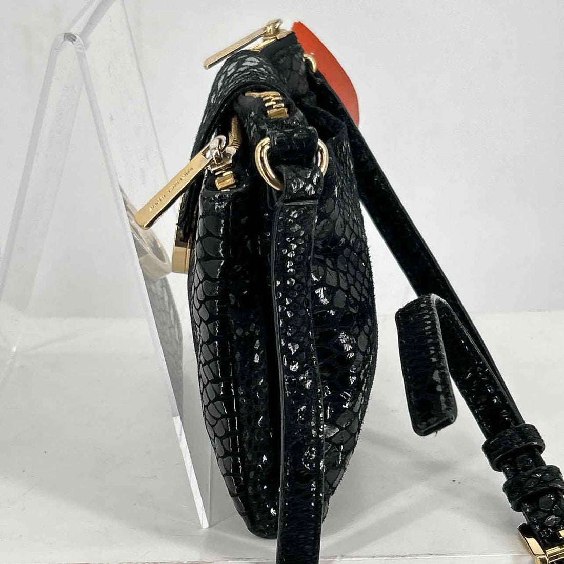 Michael Kors Black Reptile Suede Pre Owned Crossbody