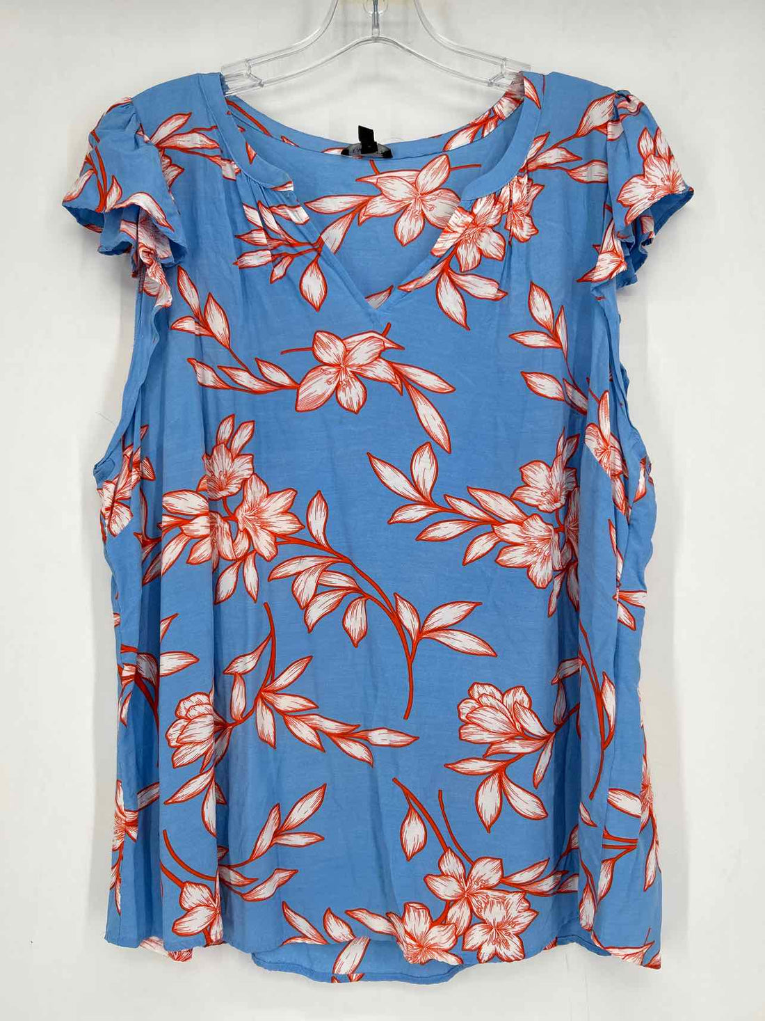Talbots Size XL Blue & Orange Floral Short Sleeve