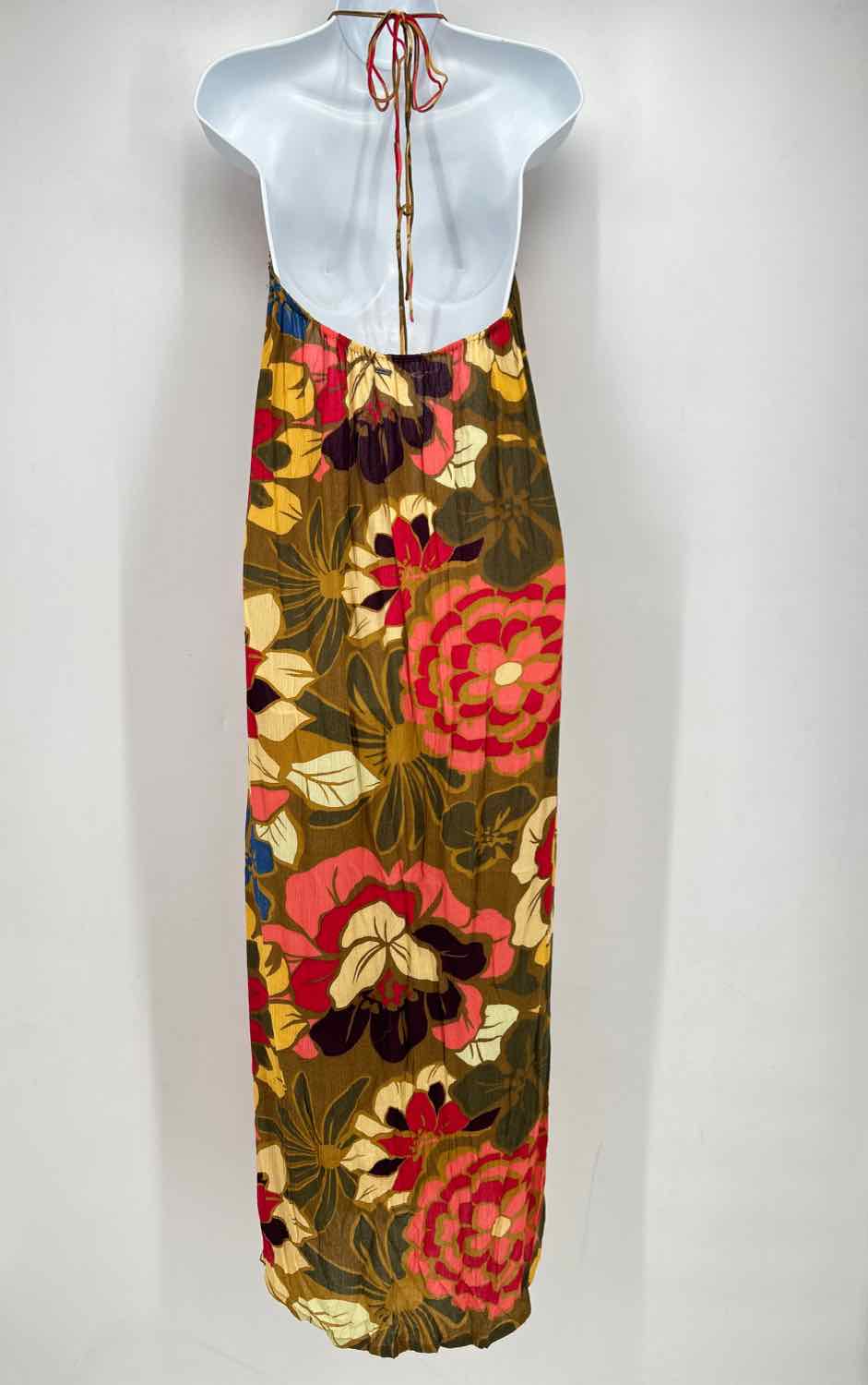 Oneil Size L Olive Floral Maxi