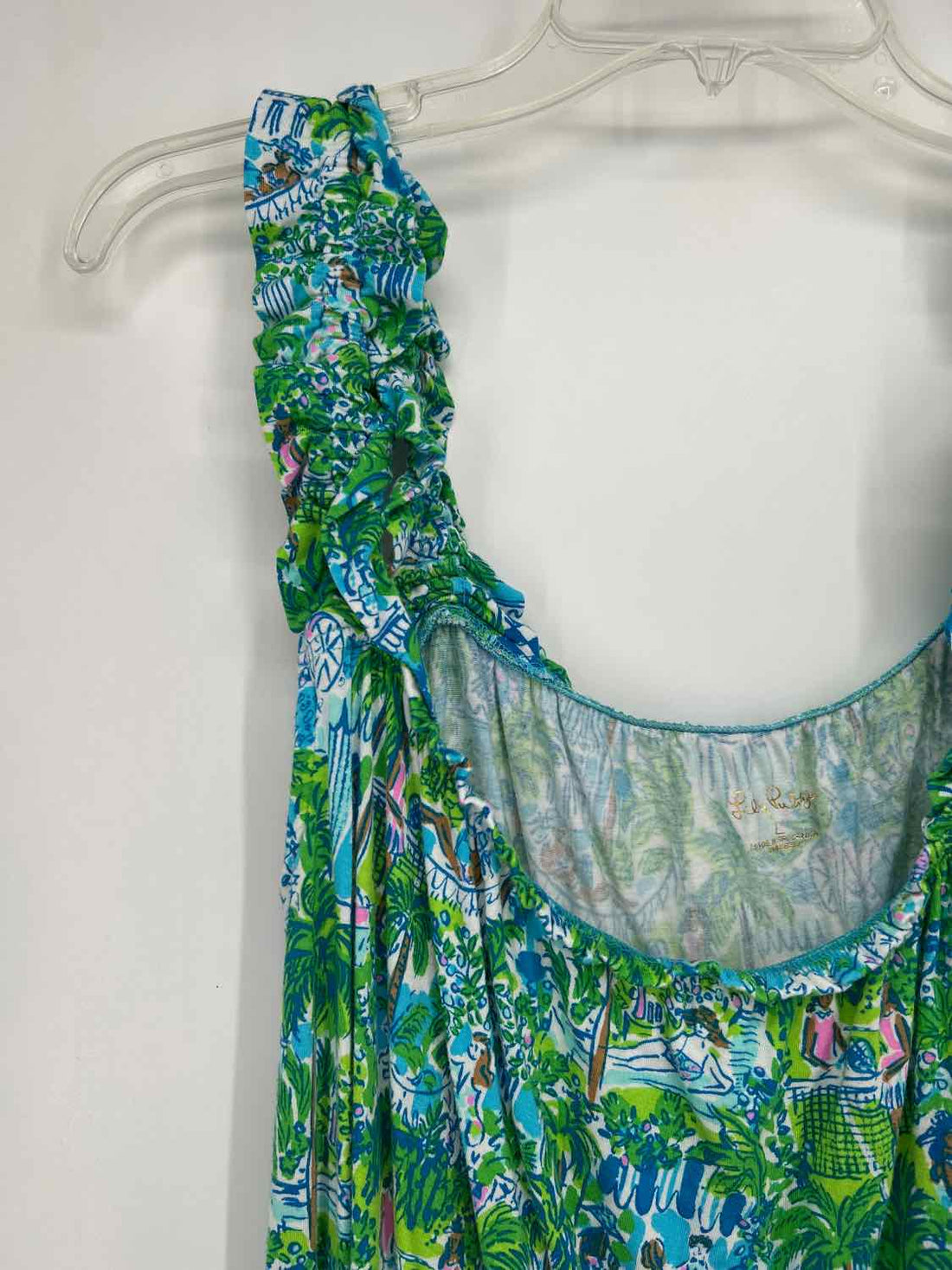 Lilly Pulitzer L Blue & Green Print Sleeveless Lilly Pulitzer Top