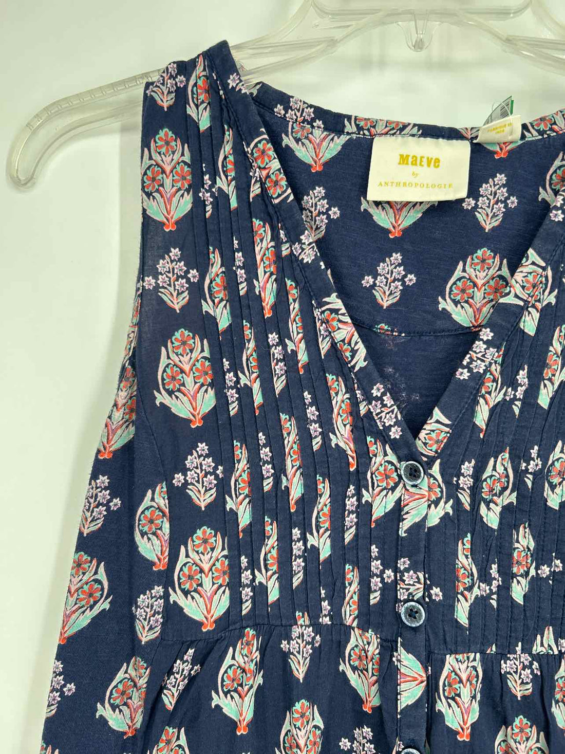 Maeve Size XS Navy Print Sleeveless