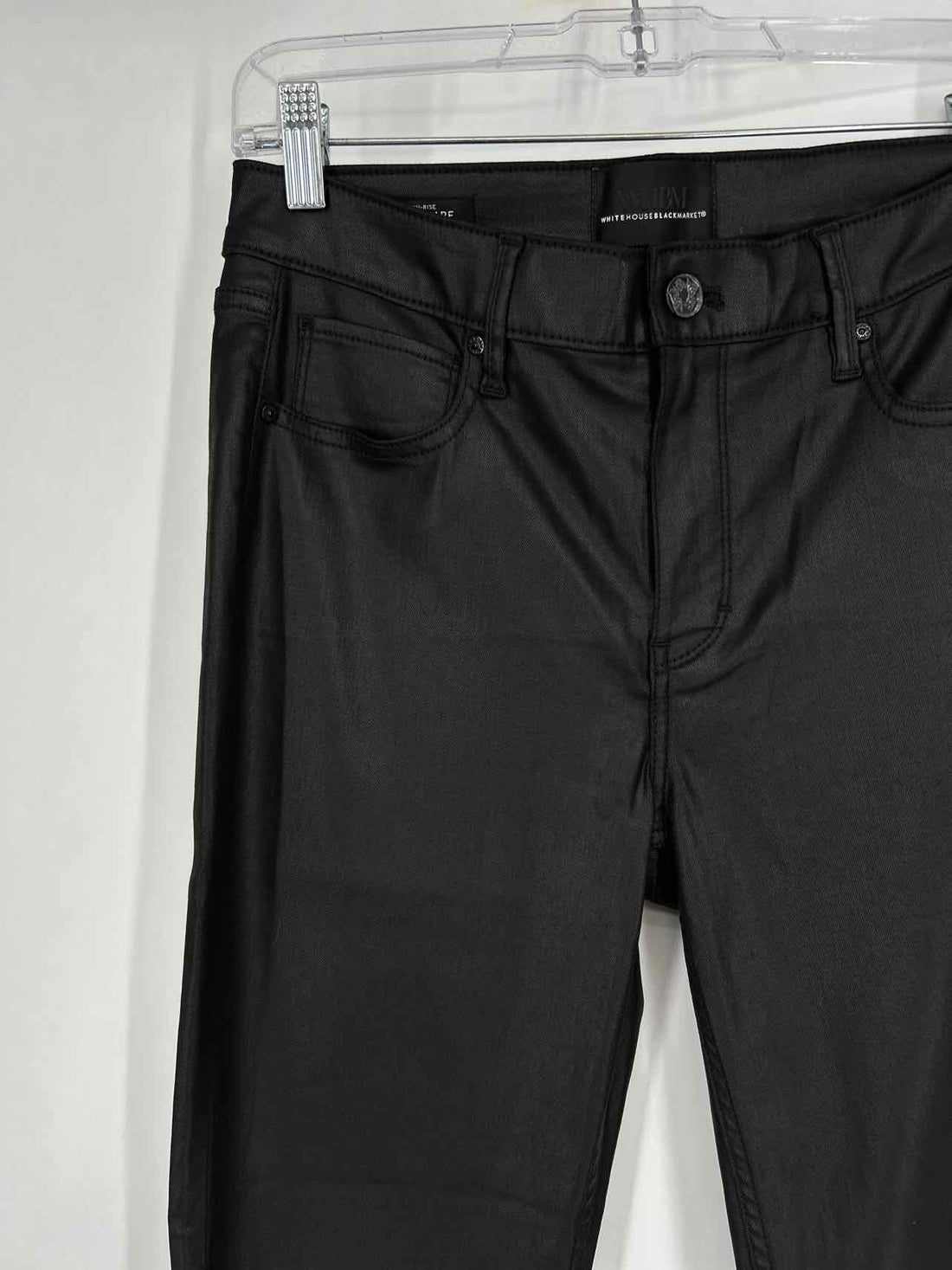 White House Black Market Size 6 Black Coated Denim Jeans