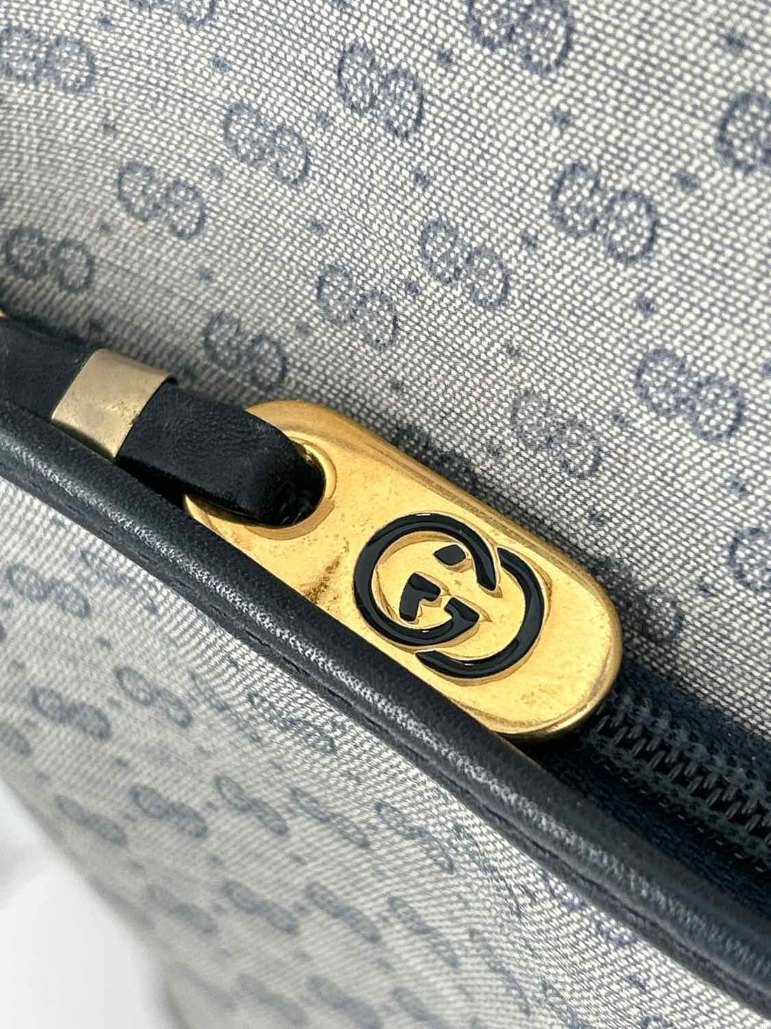 Gucci Navy Coated Canvas & Leather Vintage LUXURY