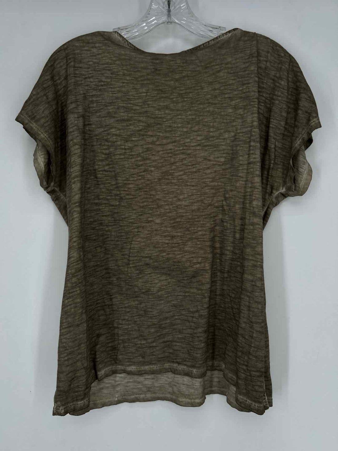 Chicos Size 1/S Washed Olive Short Sleeve