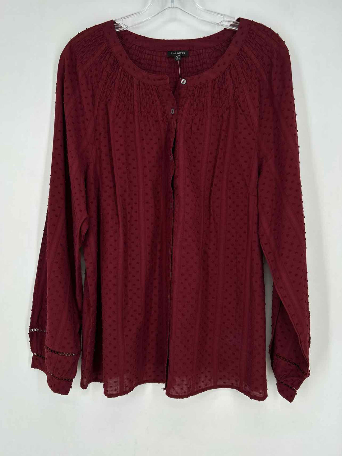 Talbots Size L Dark Maroon Long Sleeve