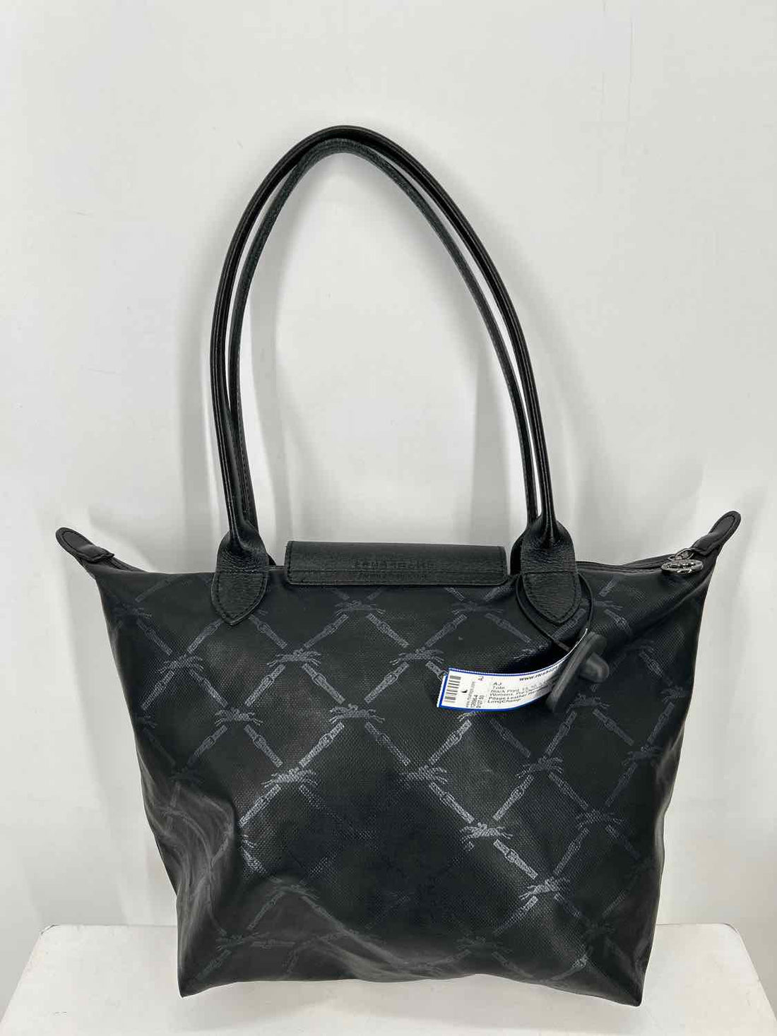 LongChamp Black Print Leather Tote