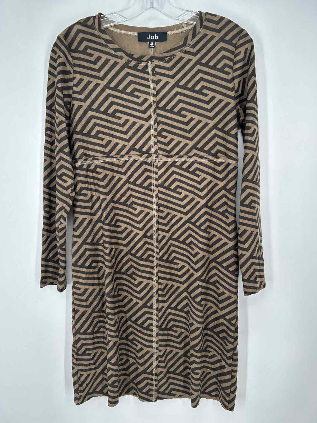 Joh Size XS Brown & Black Print Long Sleeve Dress