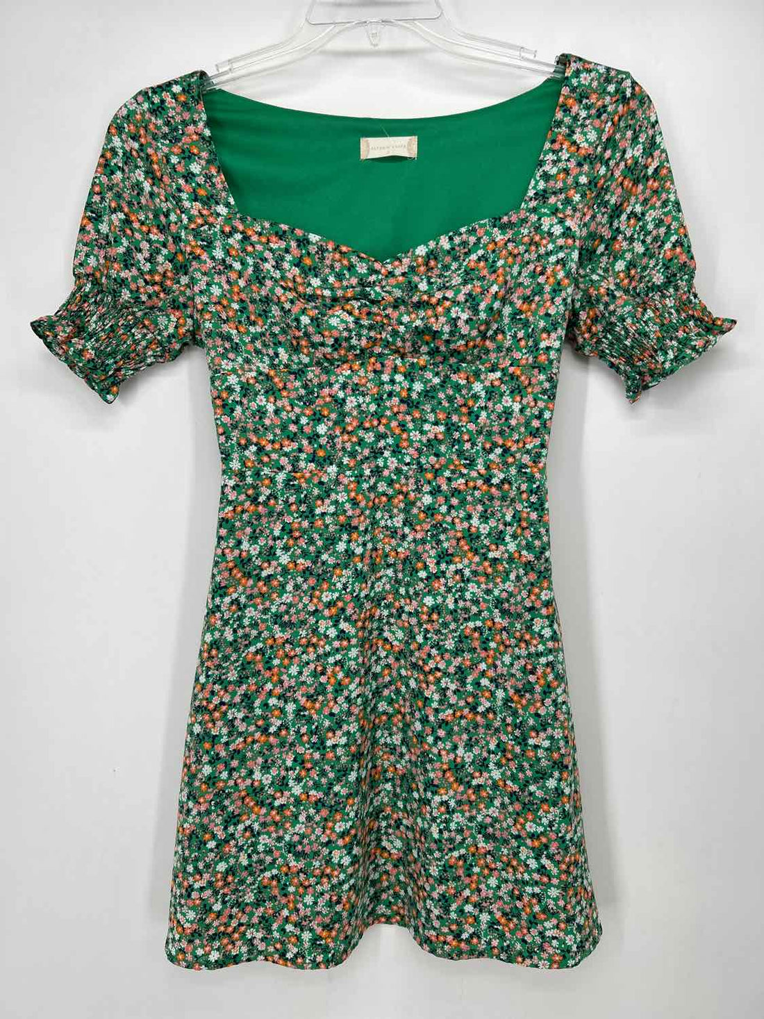 Altard State Size S Green Floral Short Sleeve Dress