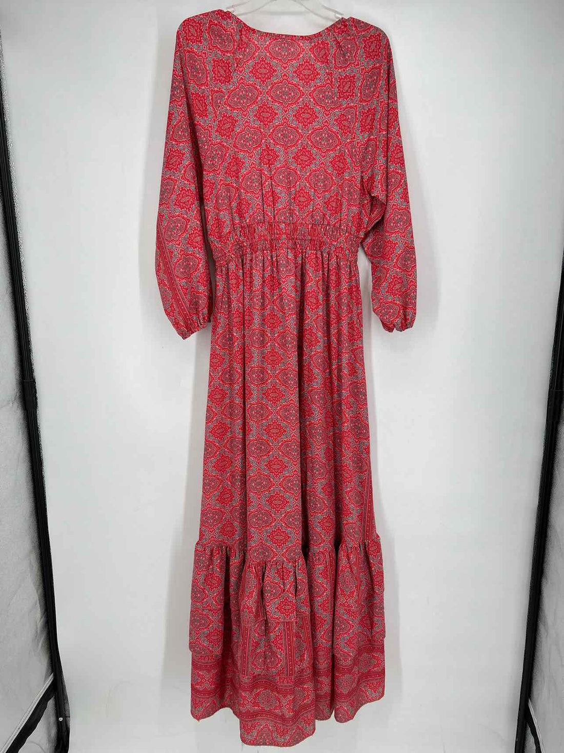 Boemo Size M Pink & Red Print Long Sleeve Maxi