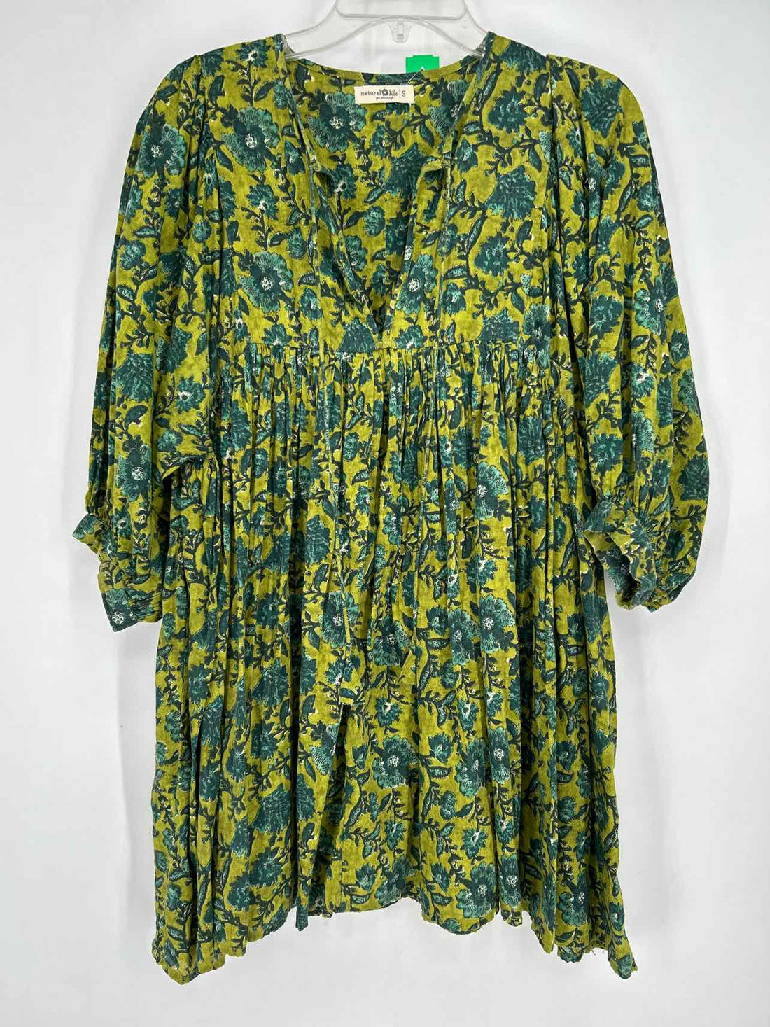 Natural Life Size S Green Print Dress