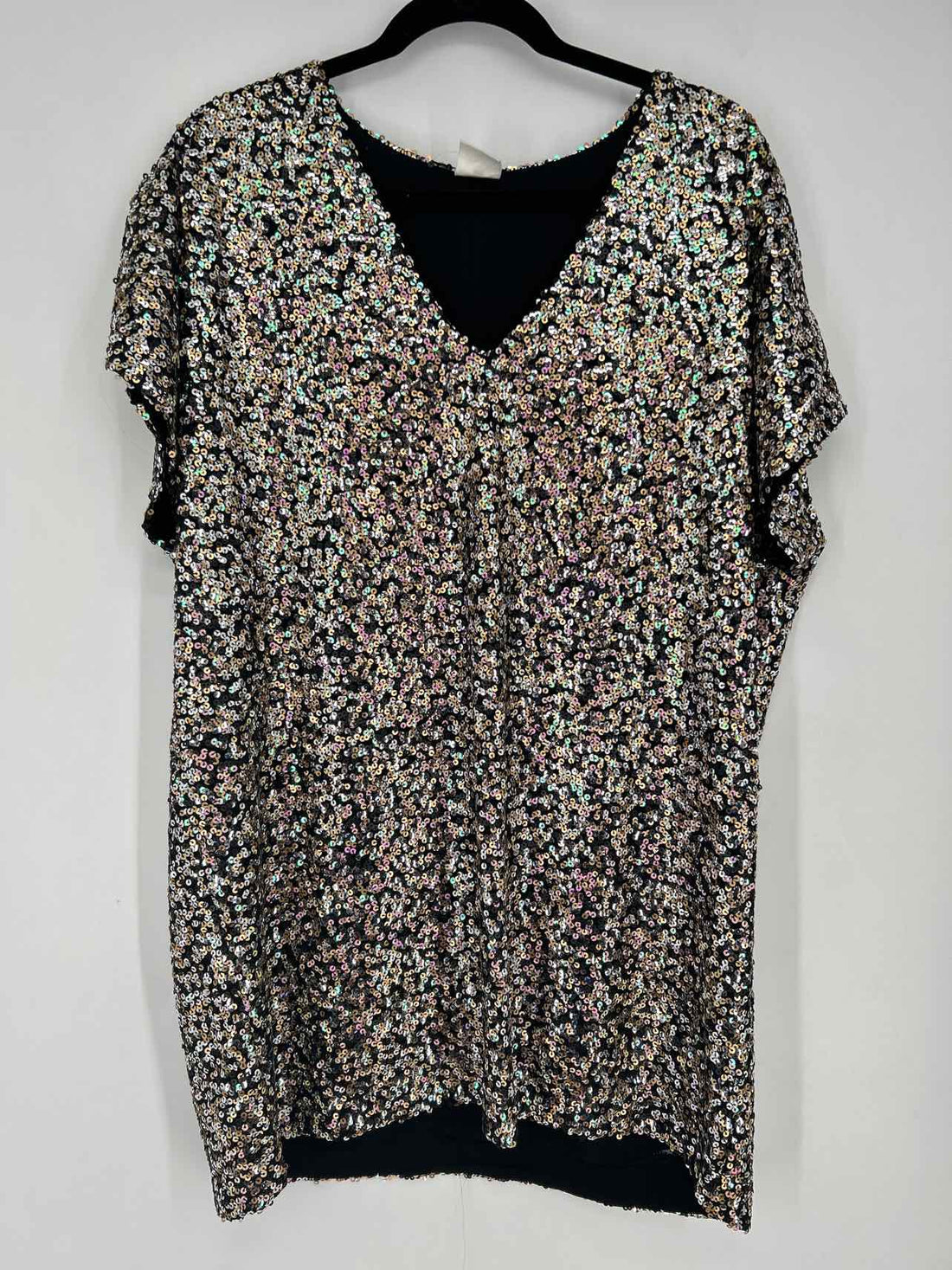 By Together Size M Black Sequined Short Sleeve Dress