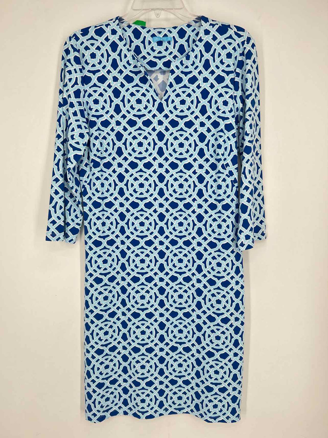 J McLaughlin Size M Blue & Light Blue Print Long Sleeve Dress