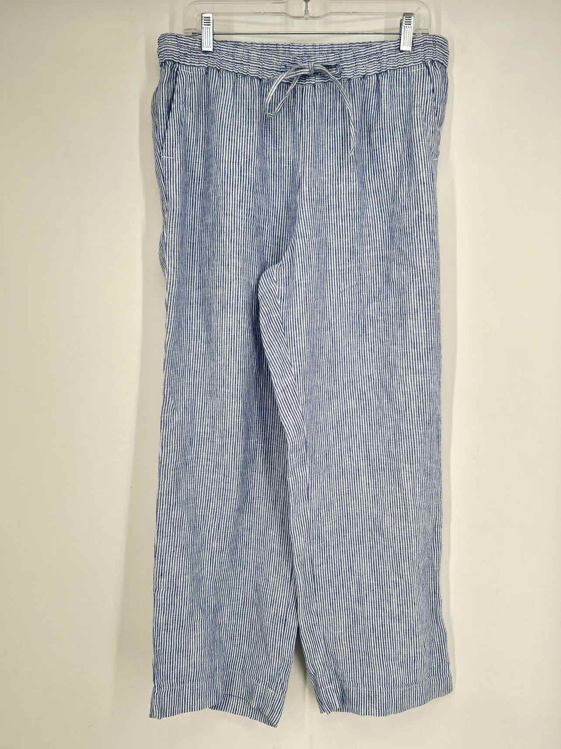 Talbots Size 10P Blue & White Striped Linen Pants