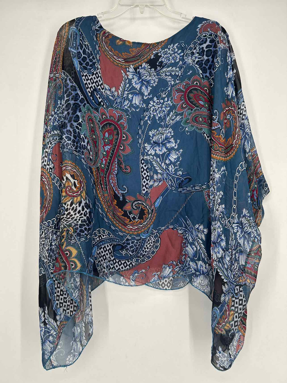 Made in Italy Size One Size Navy Print Silk NWT Long Sleeve