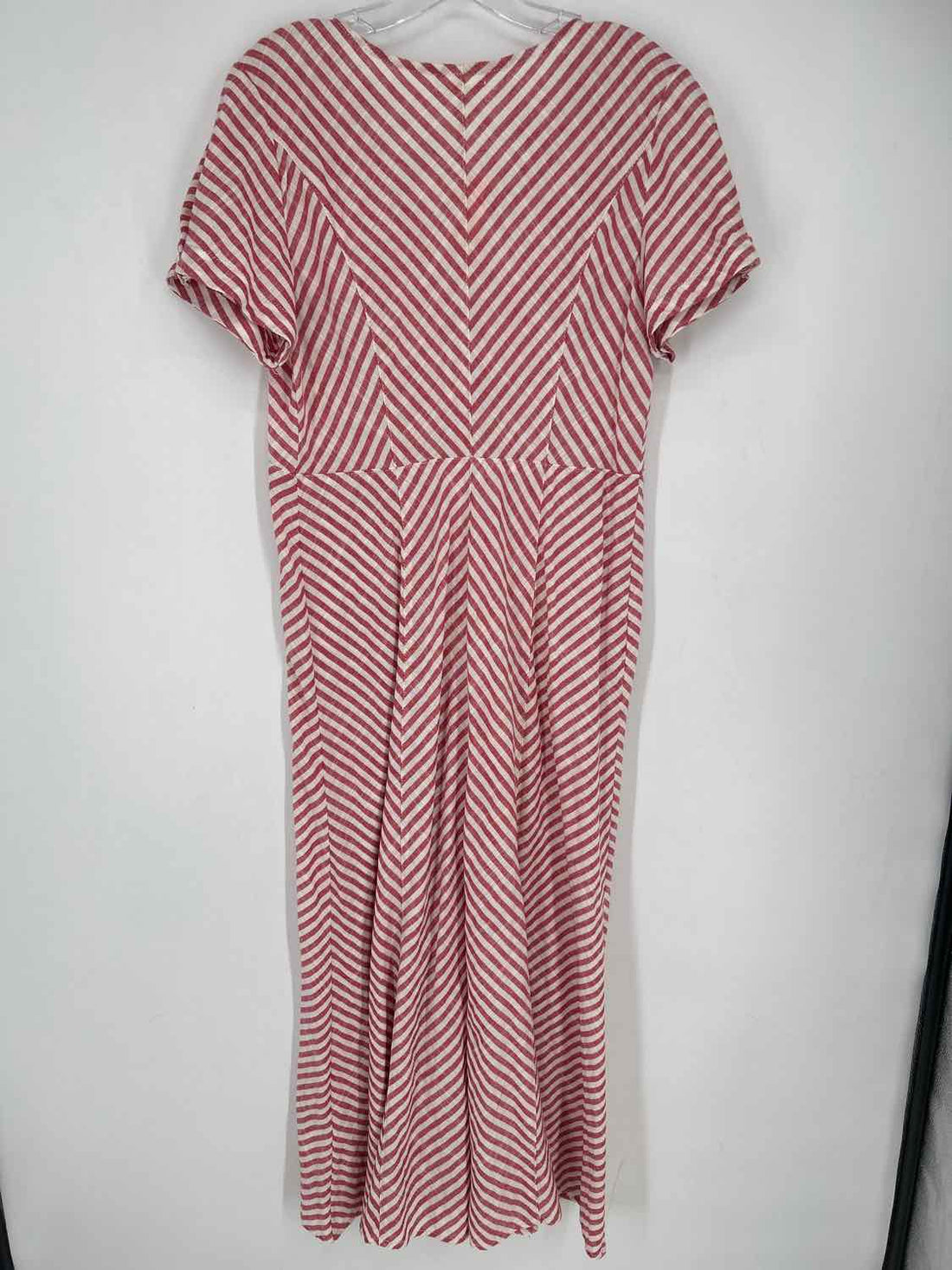 Max Studio Size S Red & White Striped Short Sleeve Maxi