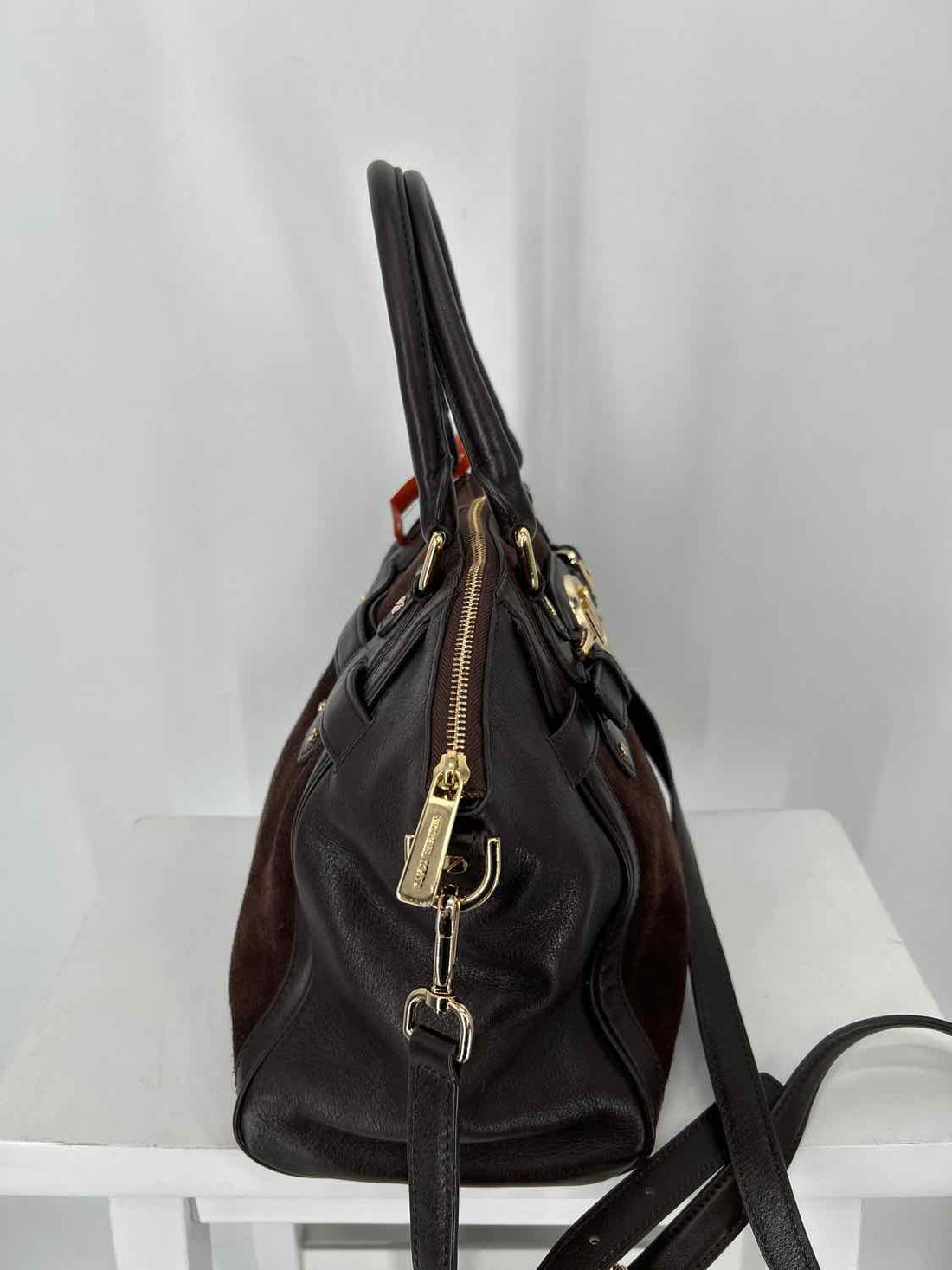 Michael Kors Dark Brown Genuine Leather Pre Owned Crossbody