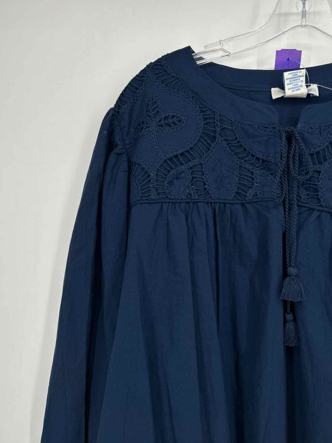 Calypso St Barth Size 3X Navy Long Sleeve Top/Blouse