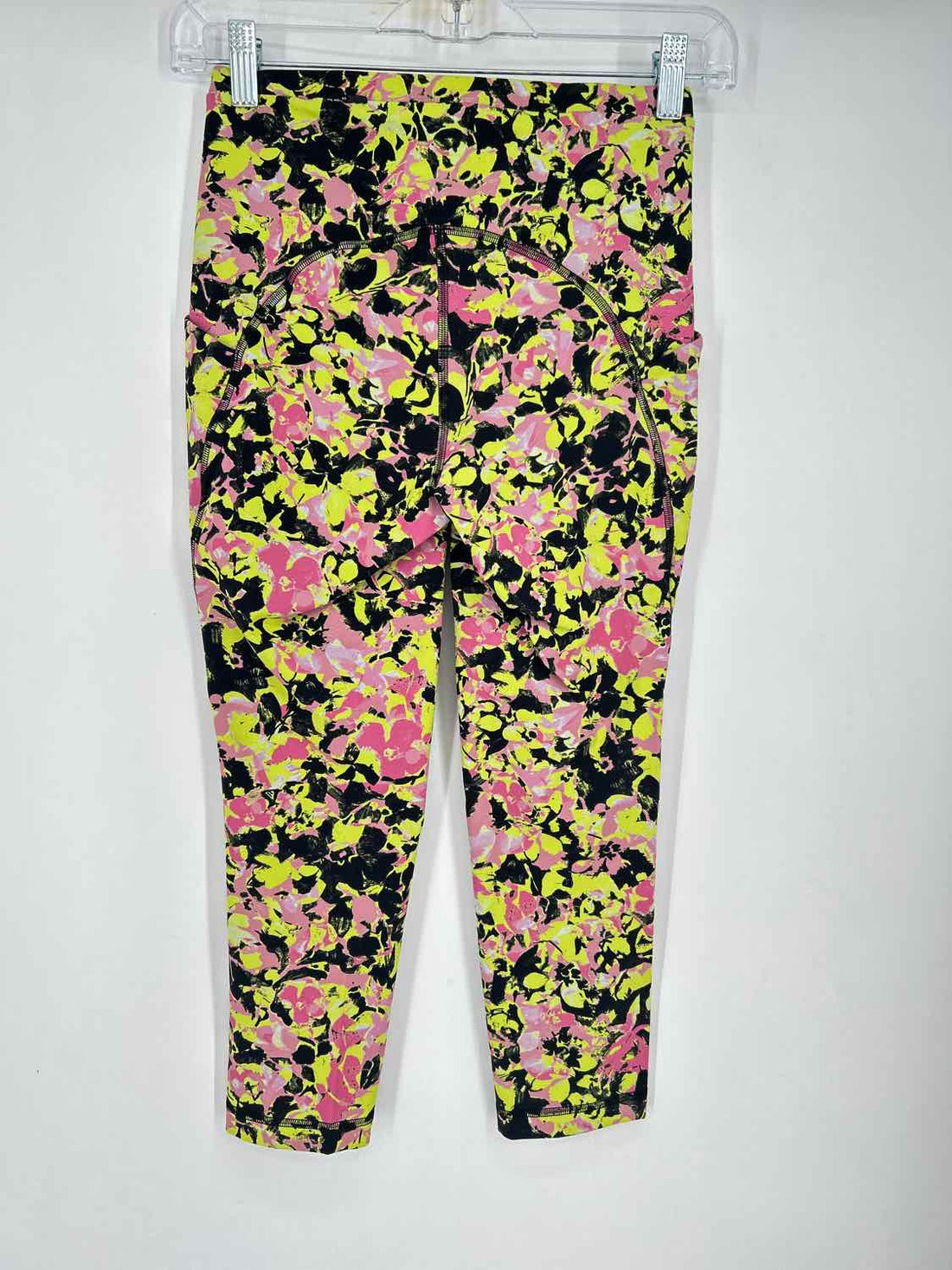 Lululemon Size 4 Yellow Black & Pink Print Active Leggings