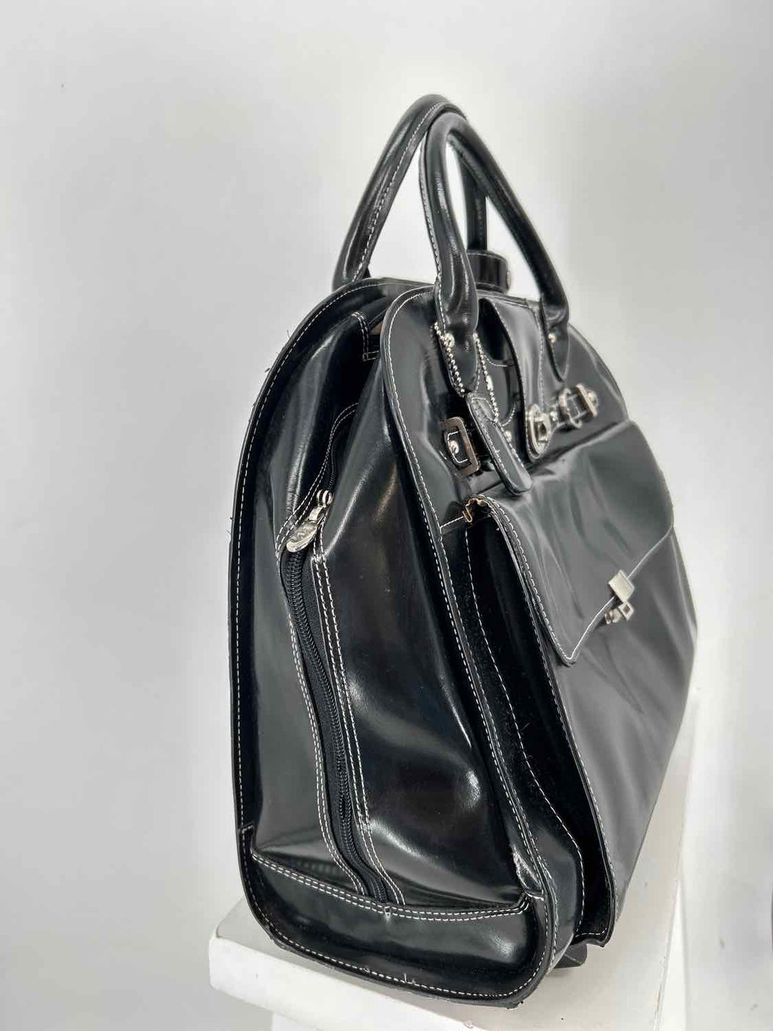 McKlein Black Leather Pre Owned Suitcase