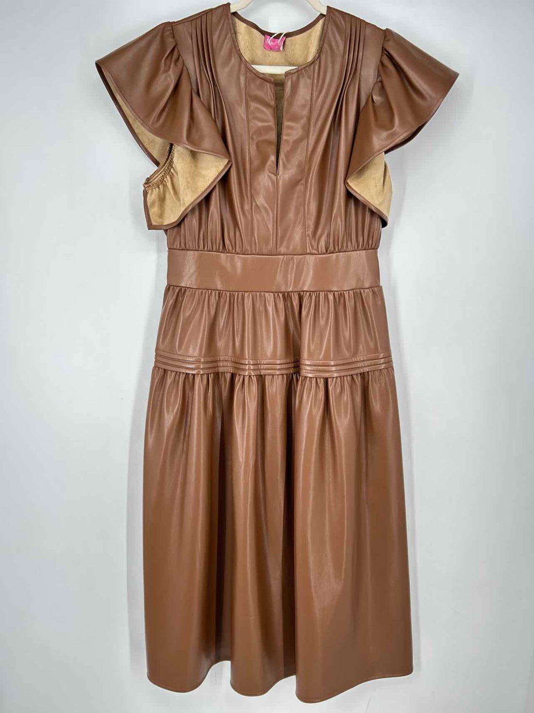 Sincerely Ours L Brown Faux Leather New Boutique Dress