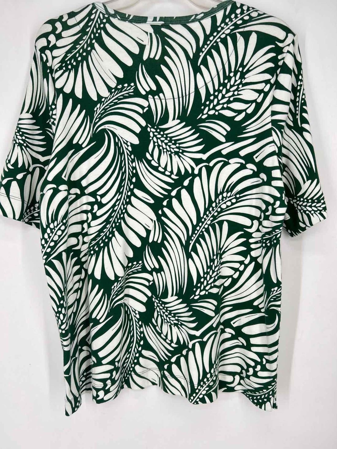 Chicos Size 3/XL Dark Green & White Short Sleeve