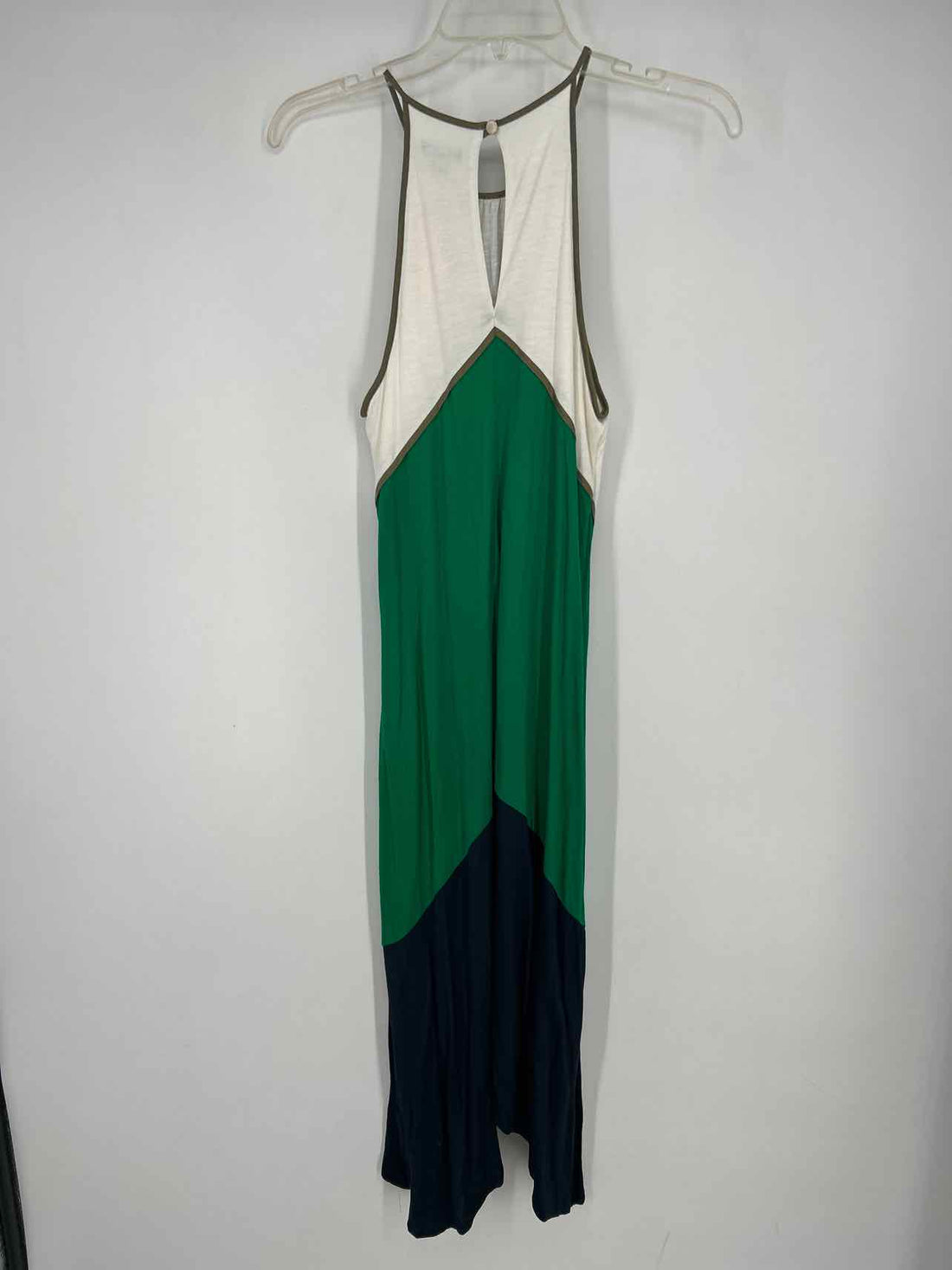 Ann Taylor Size XS Green & Navy Sleeveless Dress