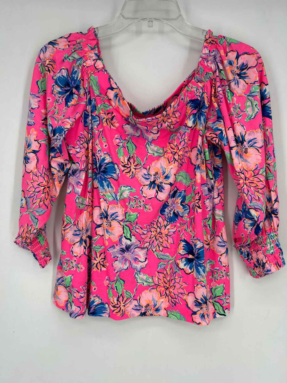 Lilly Pulitzer M Neon Pink Floral Long Sleeve Lilly Pulitzer Top