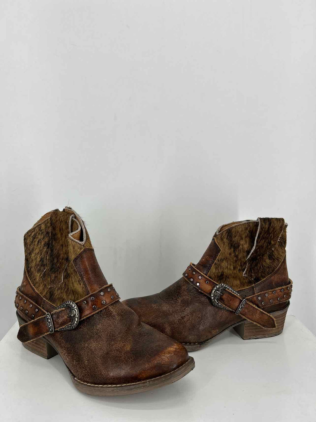 Sterling River Boots Women Size 7.5 Brown Leather/Calf Hair Ankle Boot