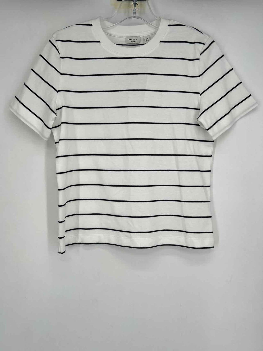 Babaton Size XS White Striped NWT Short Sleeve