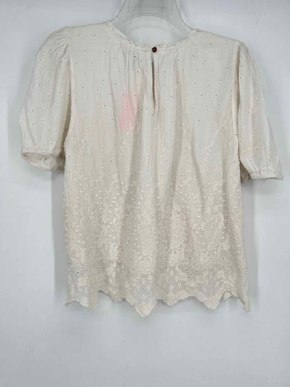 Joie Size L White Eyelet Short Sleeve