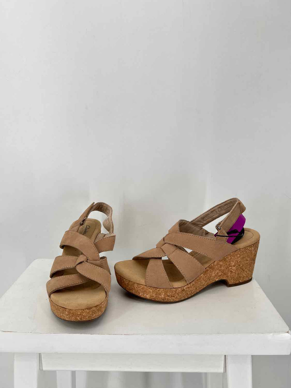 Clarks Women Size 10 Beige Cork Wedges
