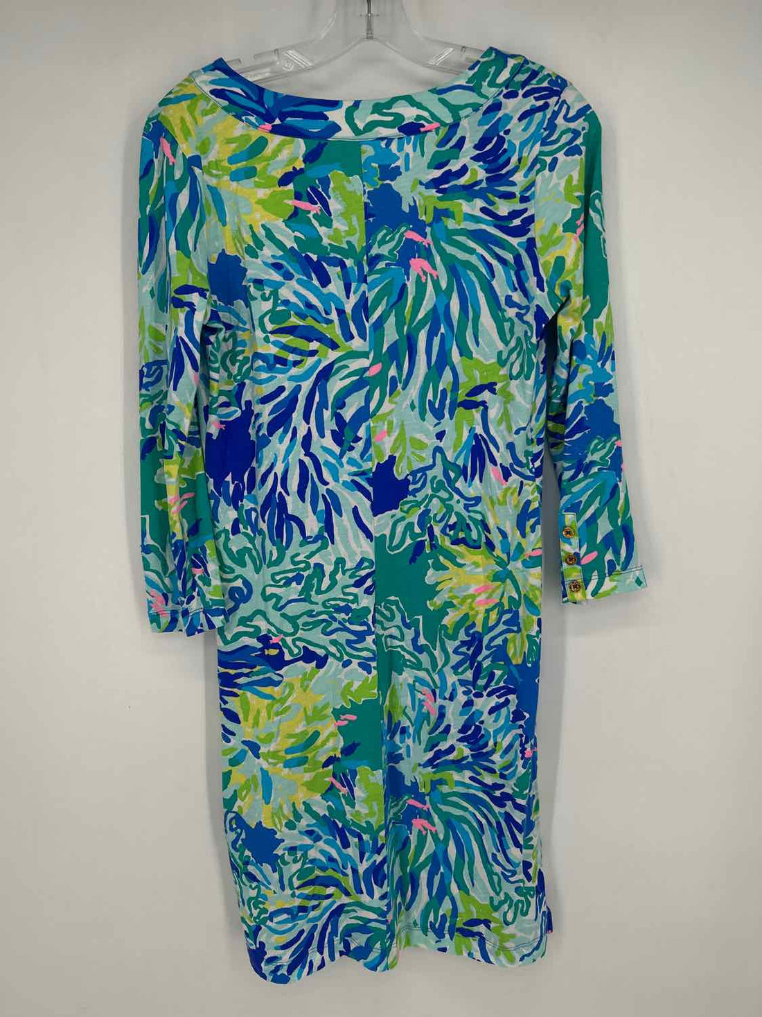 Lilly Pulitzer S White Blue & Green Print Long Sleeve Lilly Pulitzer Dress