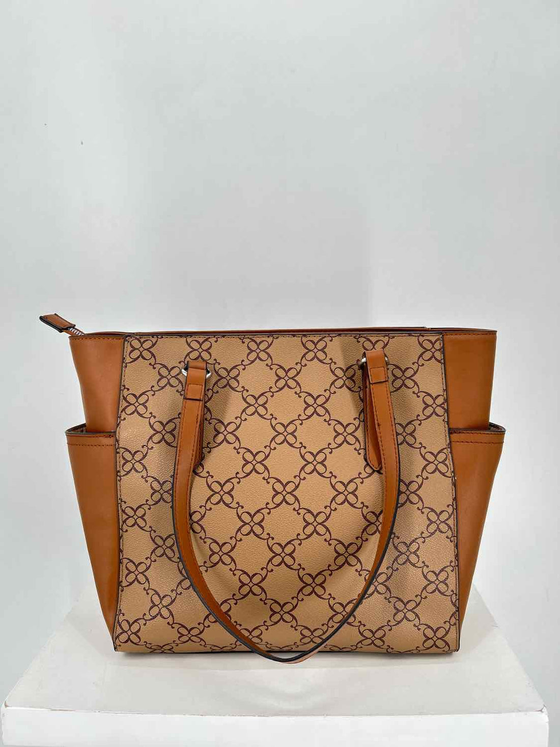 Nine West Brown Print Faux Leather Pre Owned Tote