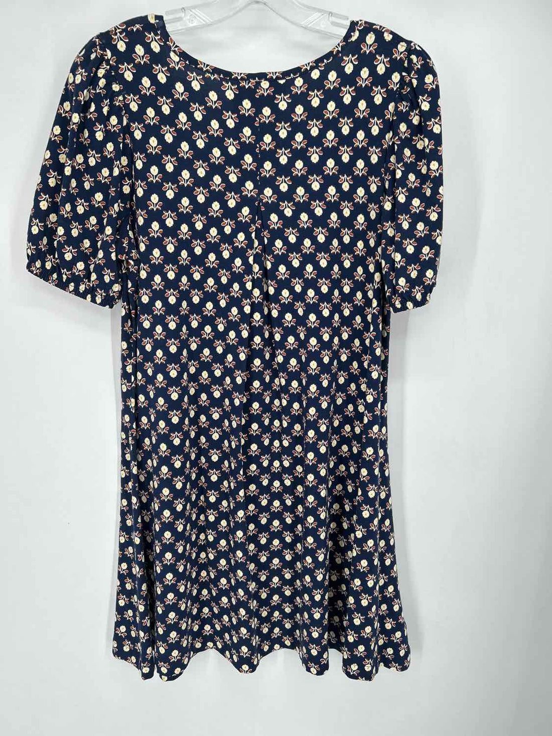 Loft Size M Navy & Brown Floral Short Sleeve Dress
