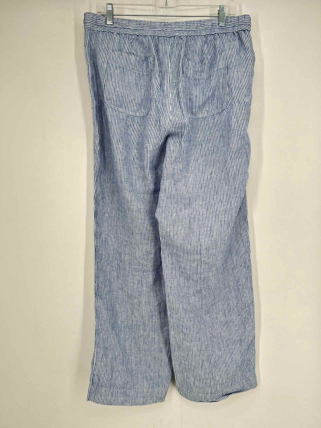 Talbots Size 10P Blue & White Striped Linen Pants