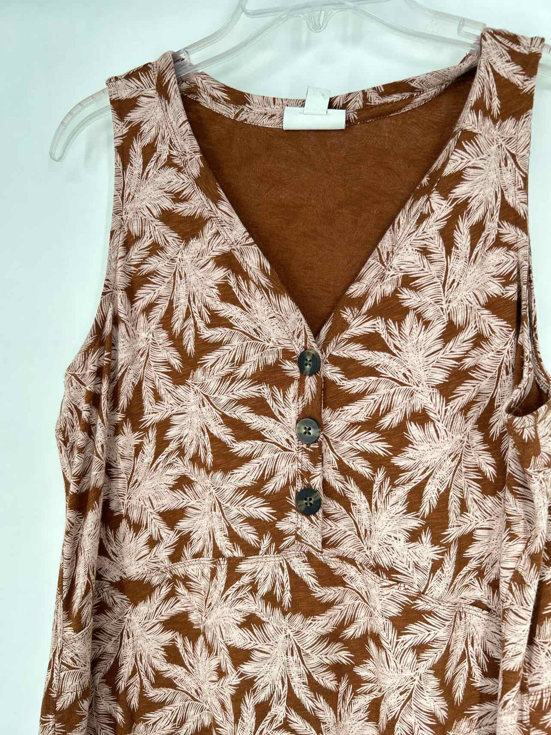 J Jill Size S Brown Palm Print Dress