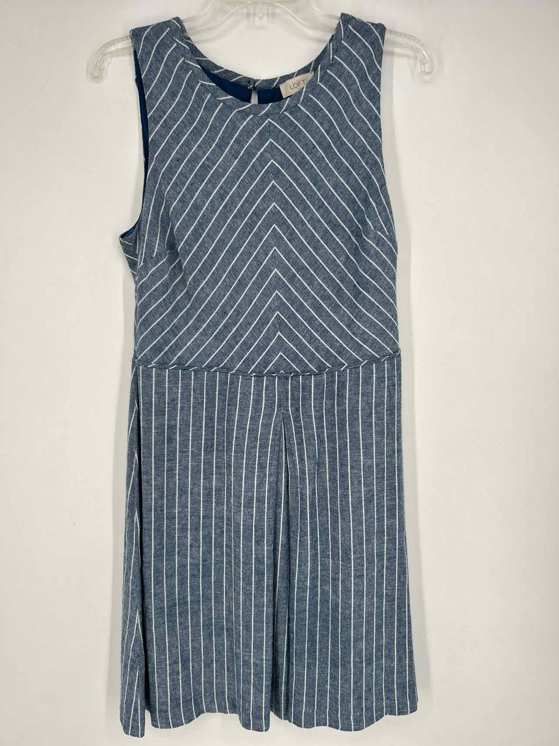 Loft Size 12 Blue & White Striped Sleeveless Dress