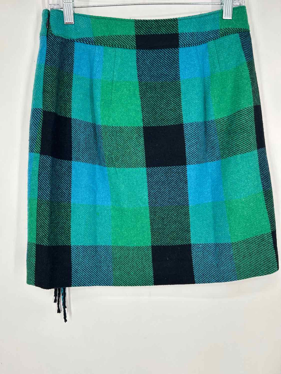 Talbots Size 2P Blue & Green Plaid Wool Blend NWT Skirts