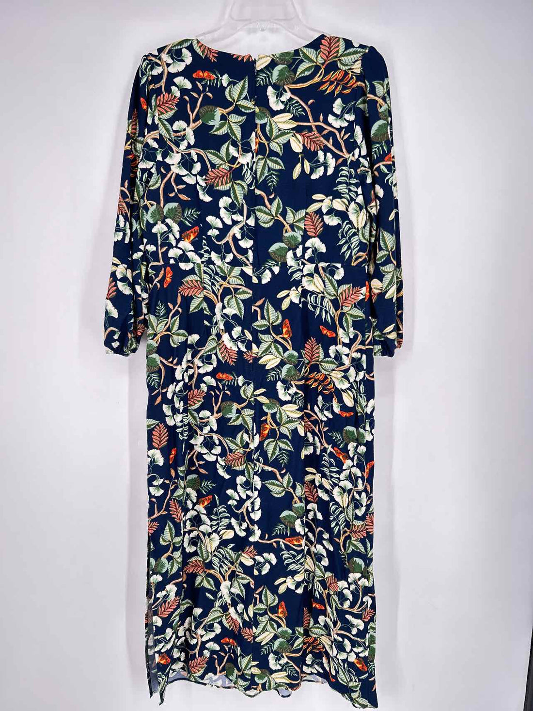 Loft Size 10 Navy Floral Long Sleeve Dress
