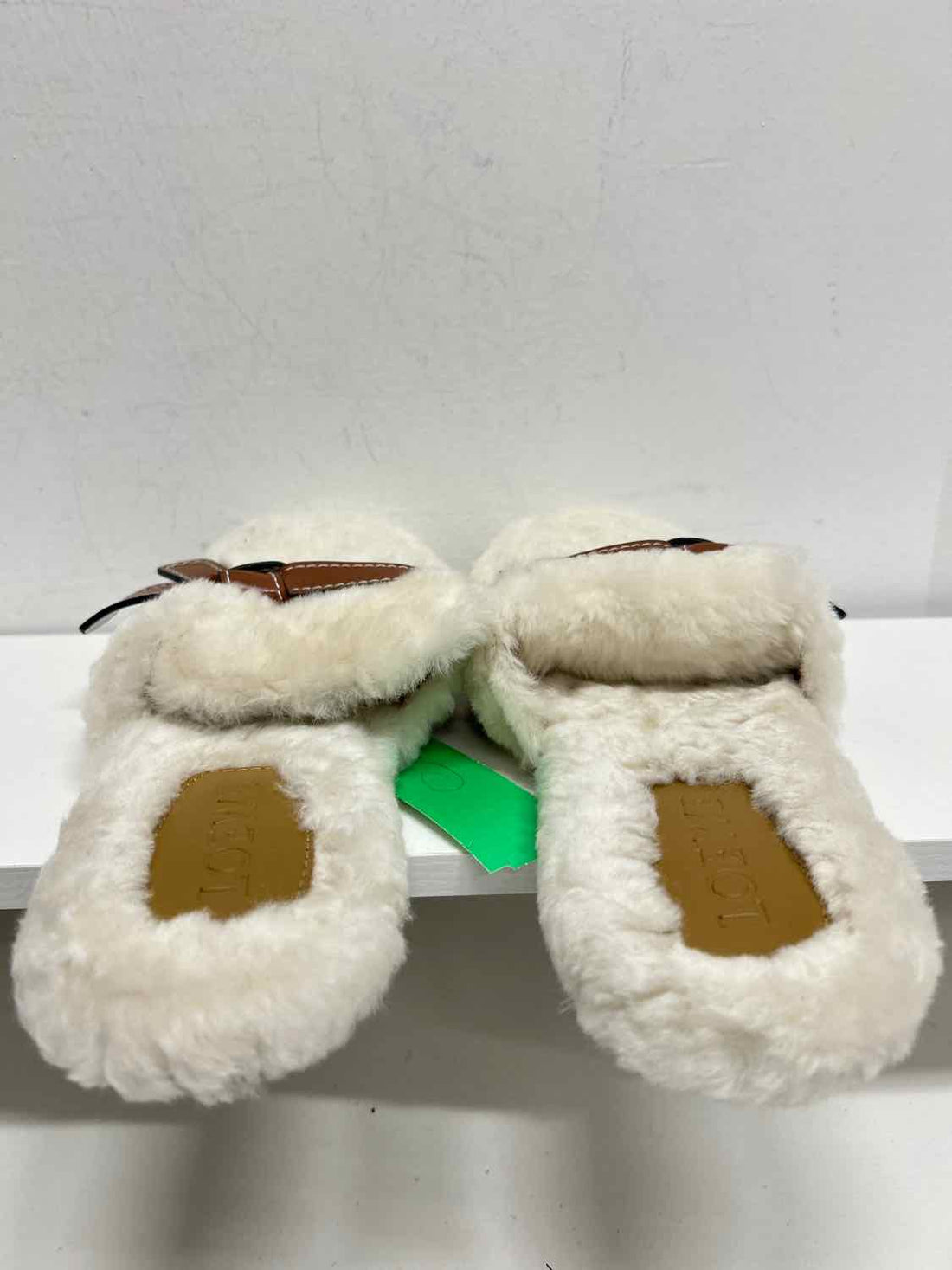 Loewe Women Size 38 Ivory Shearling Mules