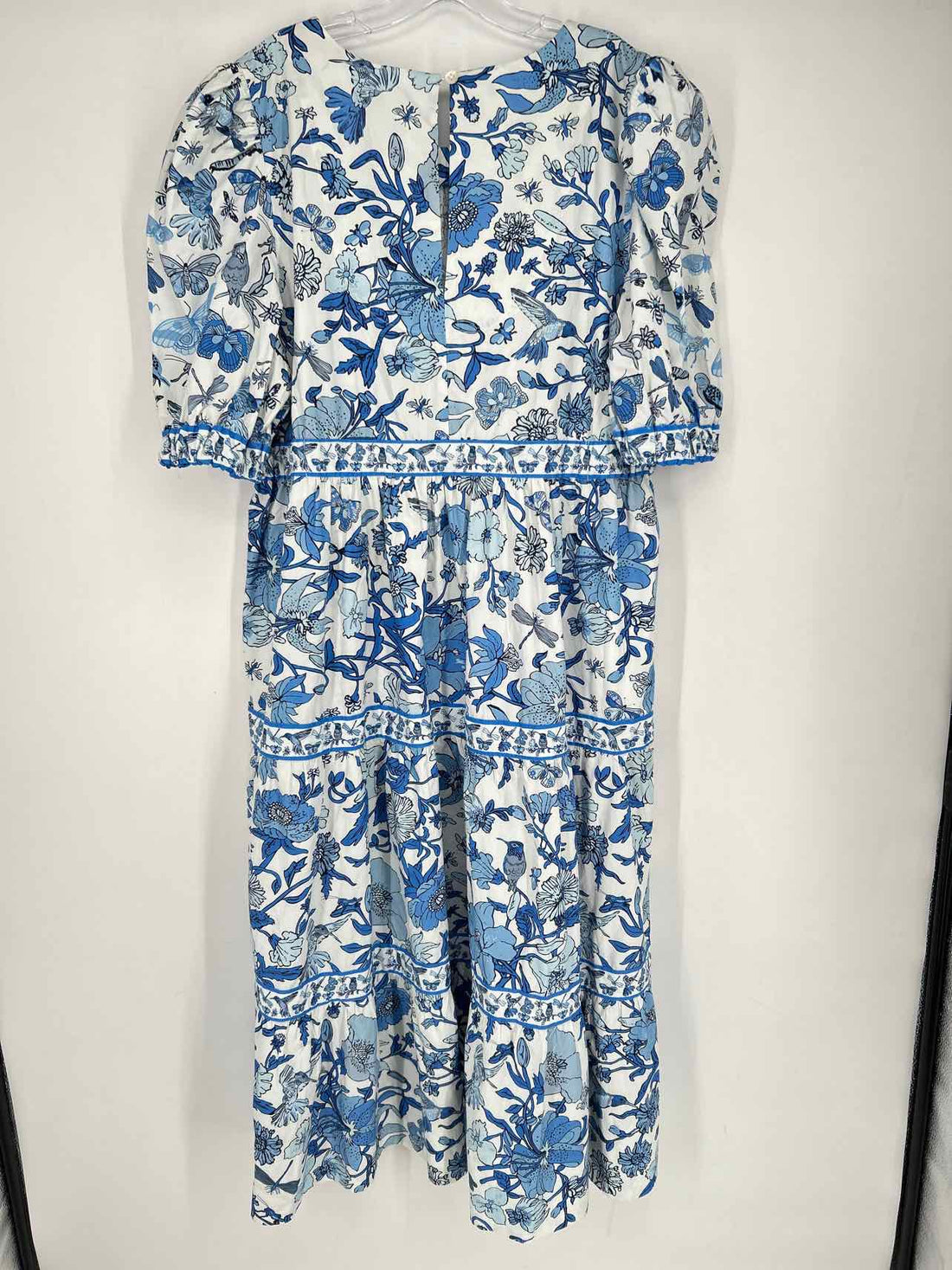 Gretchen Scott Size 18 White & Blue Print Short Sleeve Dress