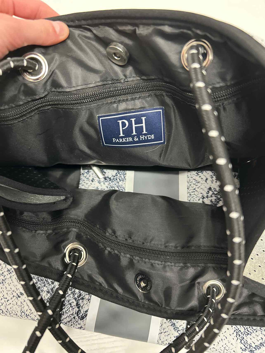 Parker & Hyde Silver & Black Like New Tote