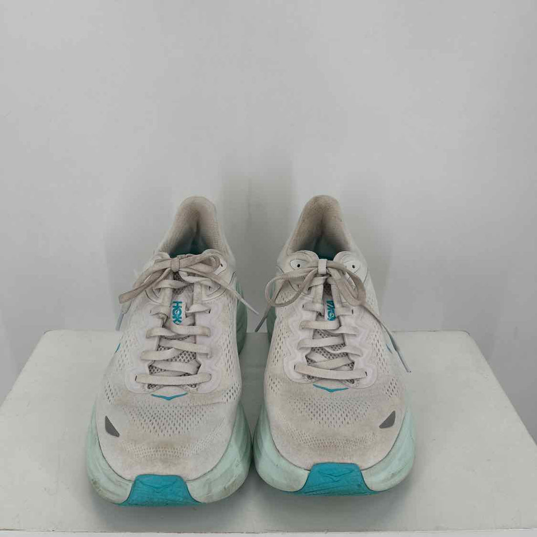 Hoka Women Size 11 White & Light Blue As Is Sneakers