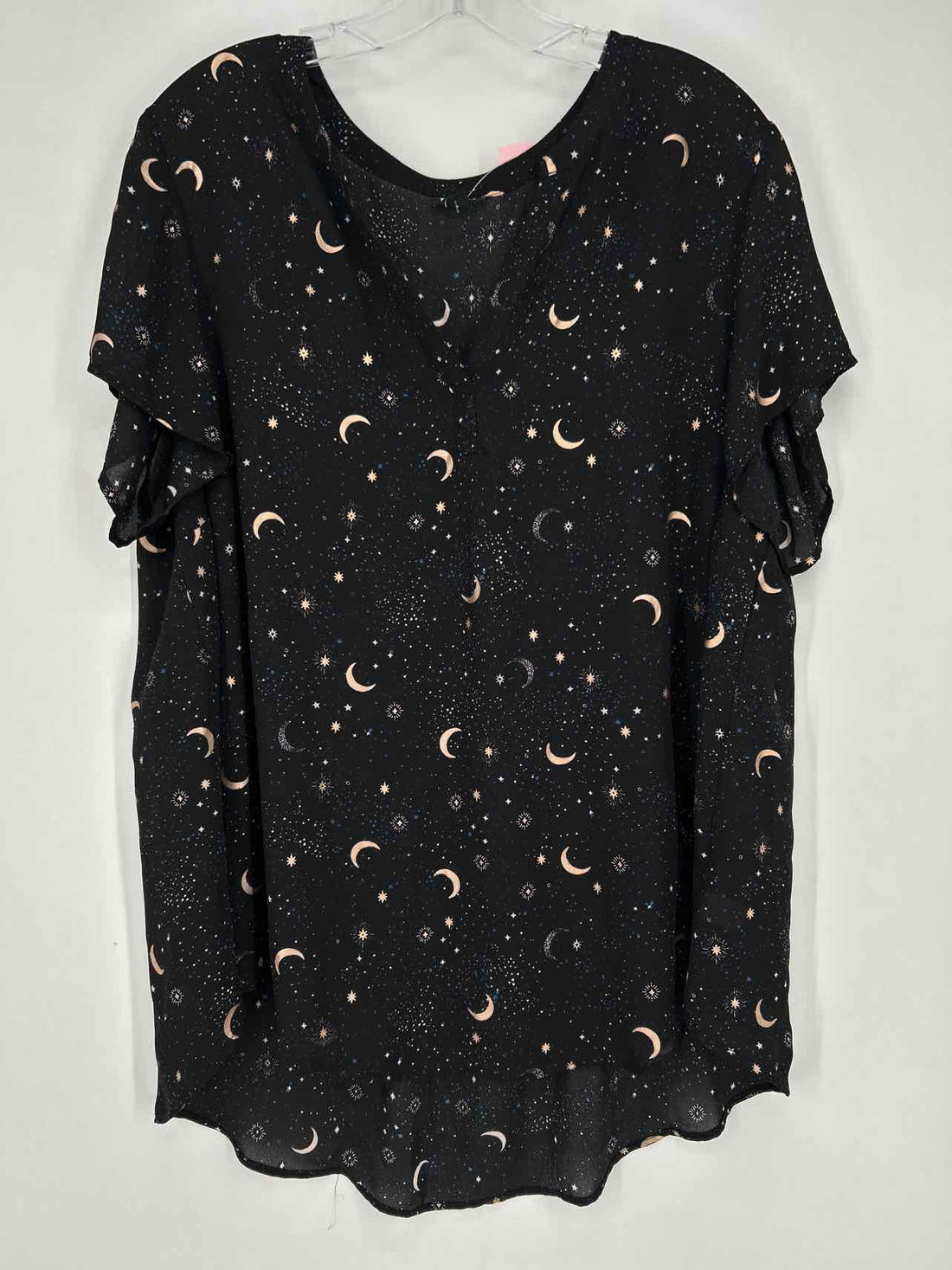 Torrid Size 2X Black Star Print Short Sleeve Top/Blouse