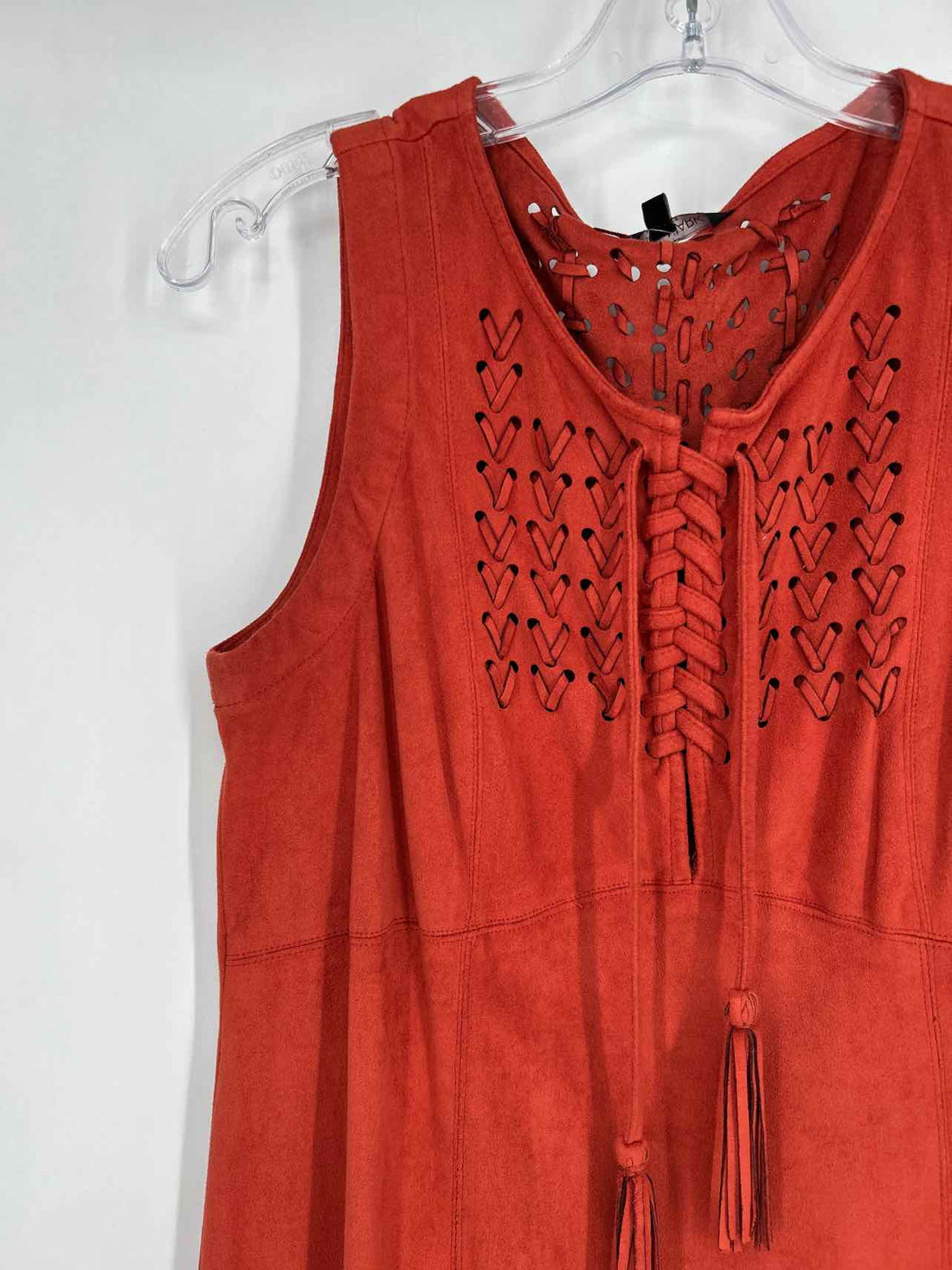 John Mark Size M Red Clay Faux Suede Sleeveless