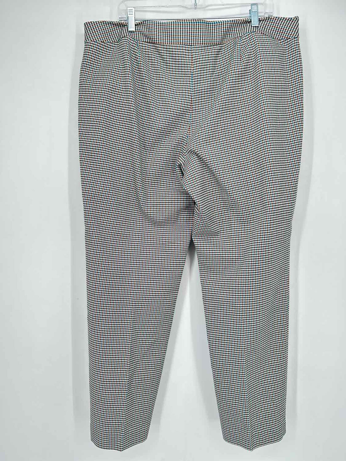 Talbots Size 16 Tan Brown & Blue Houndstooth Signature Pants