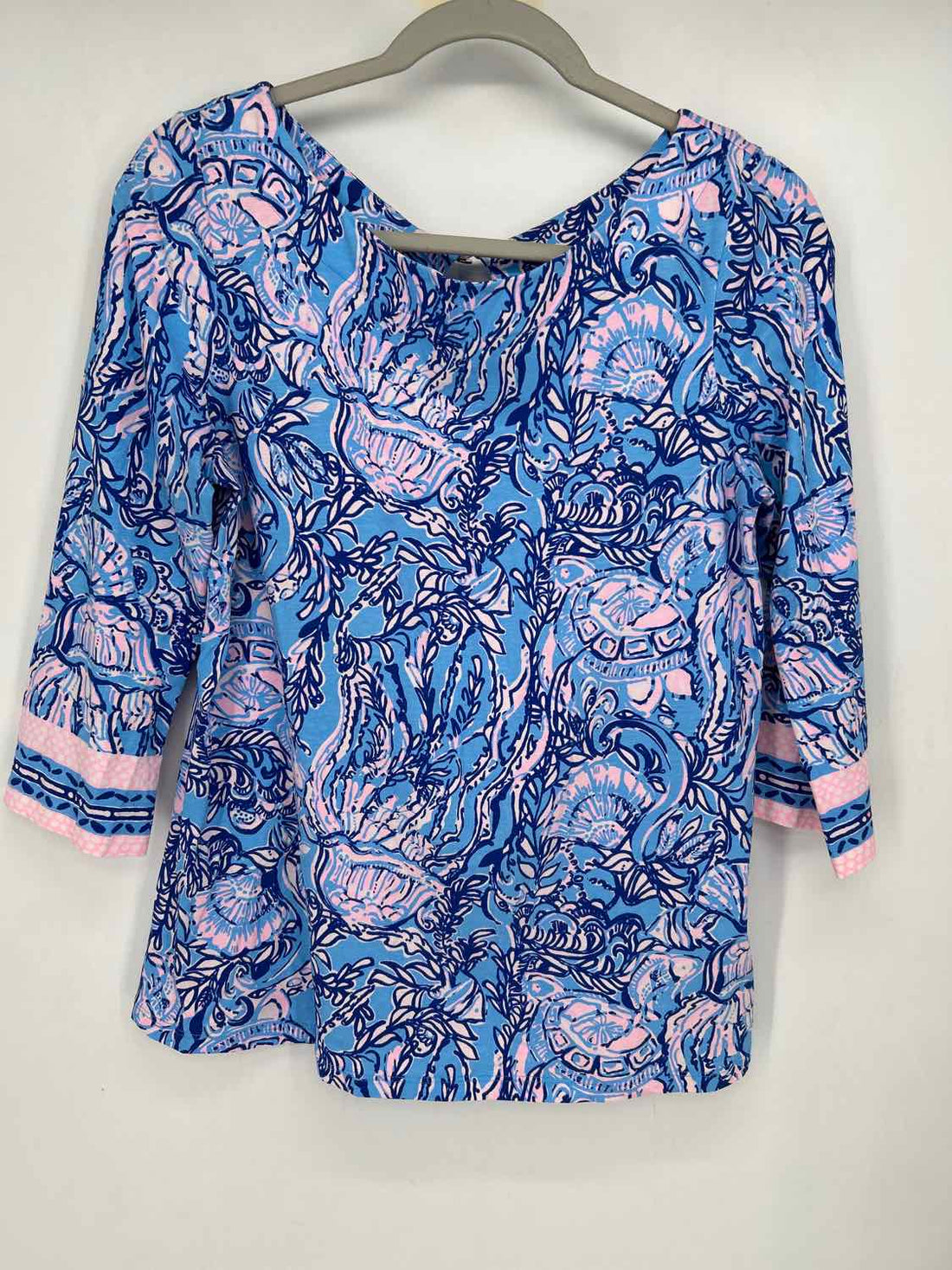 Lilly Pulitzer M Blue & Pink Print Long Sleeve Lilly Pulitzer Top