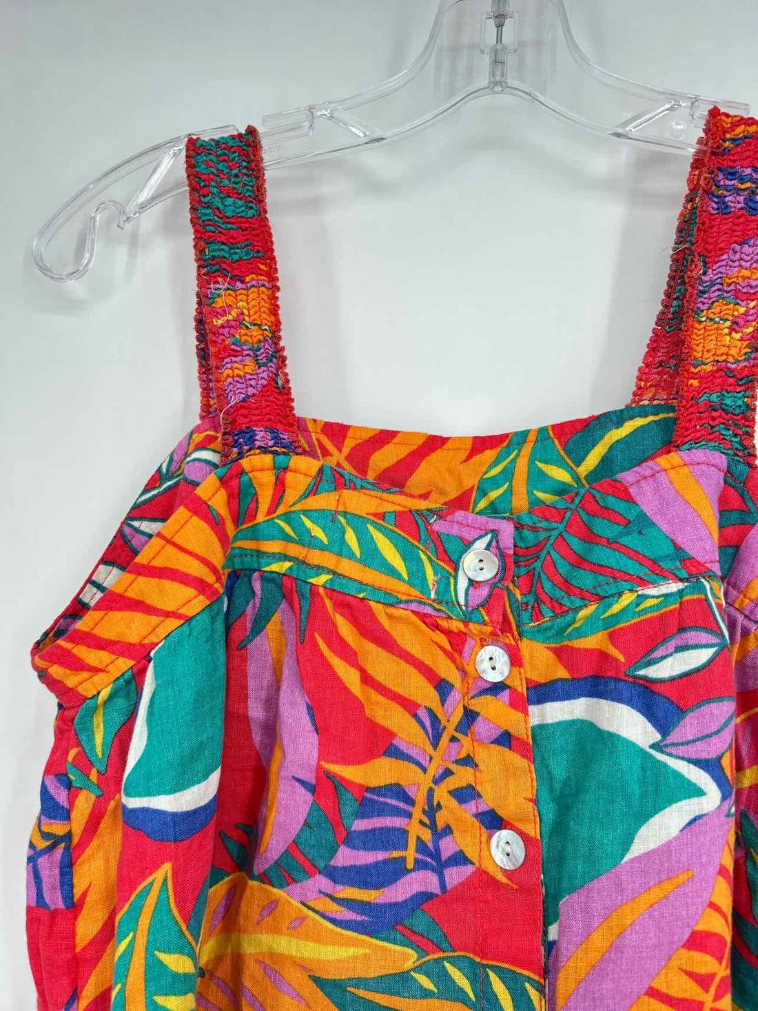 C&C California Size M Red Print Linen Tank Top