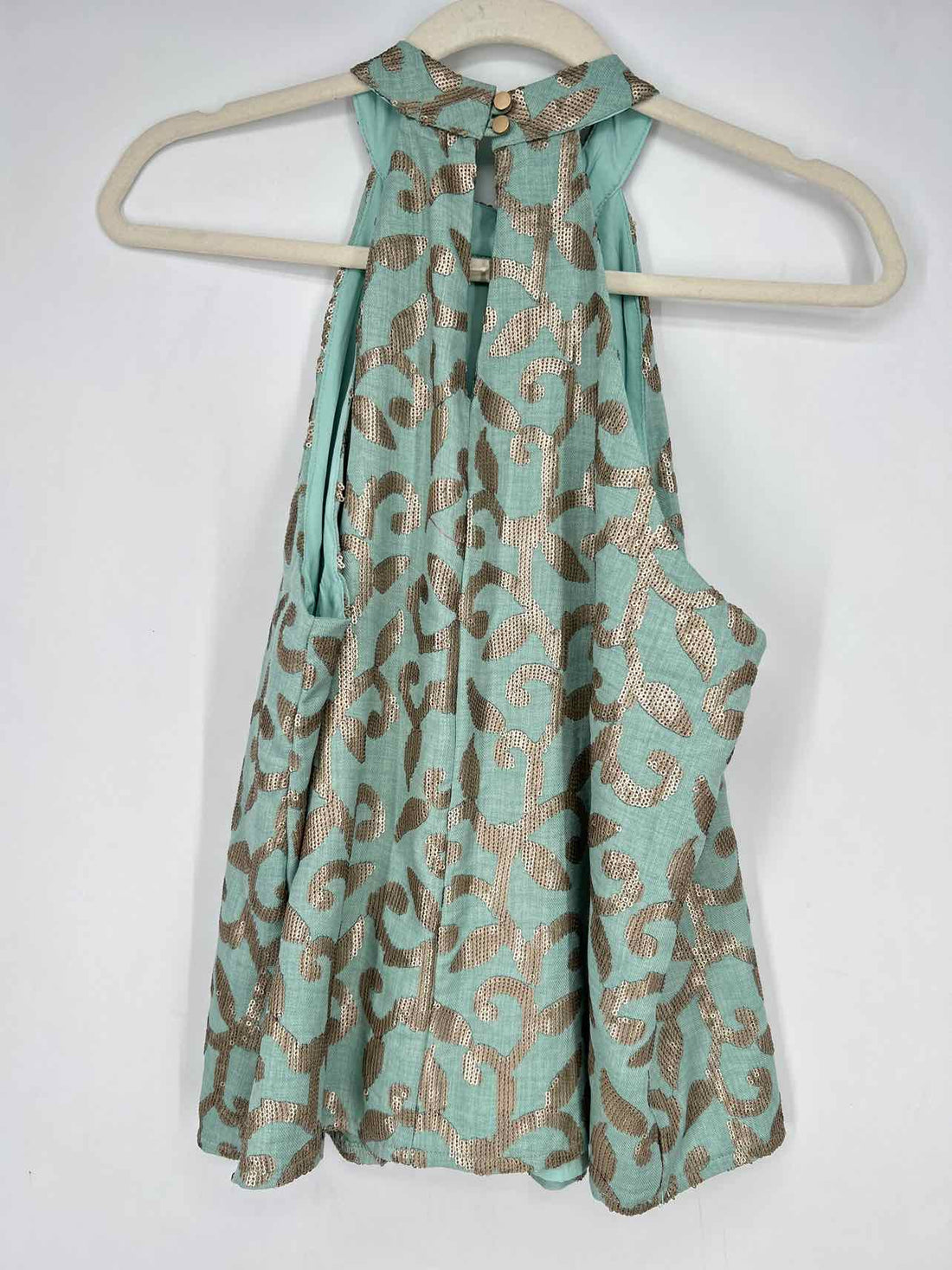 Nekane NKN S Mint & Gold Sequined New Boutique Top